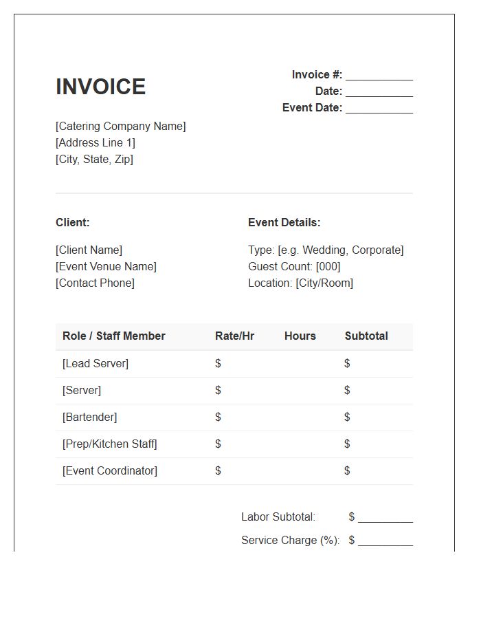 Catering Event Labor Invoice Template