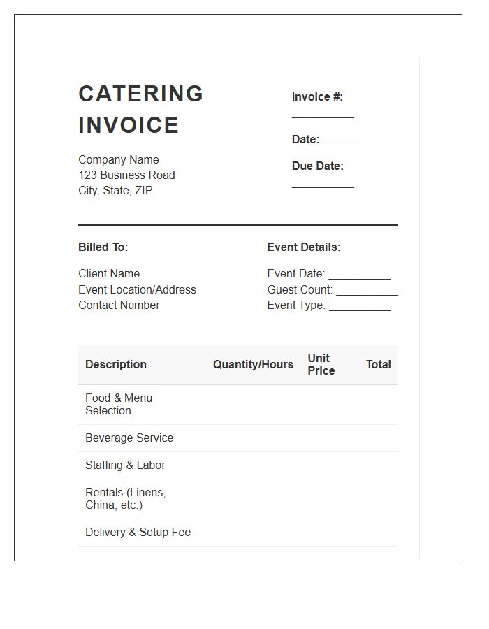 Final Event Catering Invoice Template