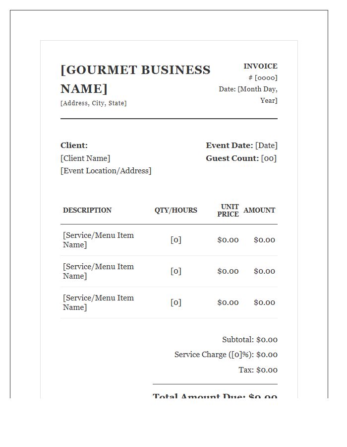 Gourmet Food Service Invoice Template