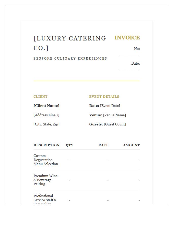 Luxury Catering Service Invoice Template