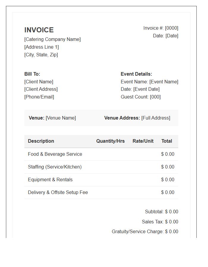 Offsite Event Catering Invoice Template