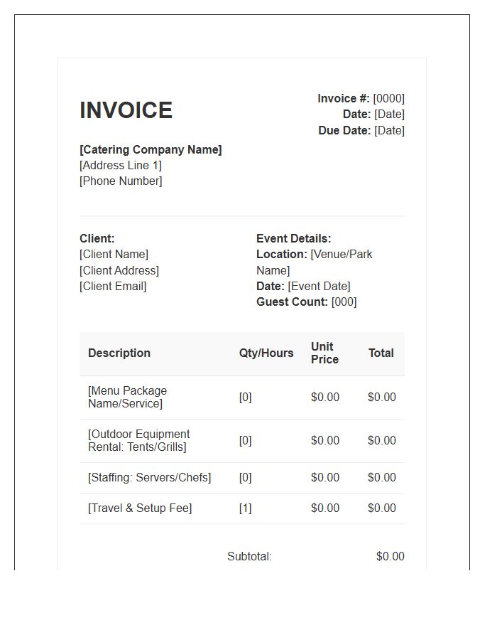 Outdoor Event Catering Invoice Template