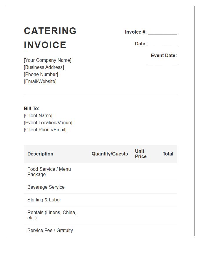 Special Occasion Catering Invoice Template