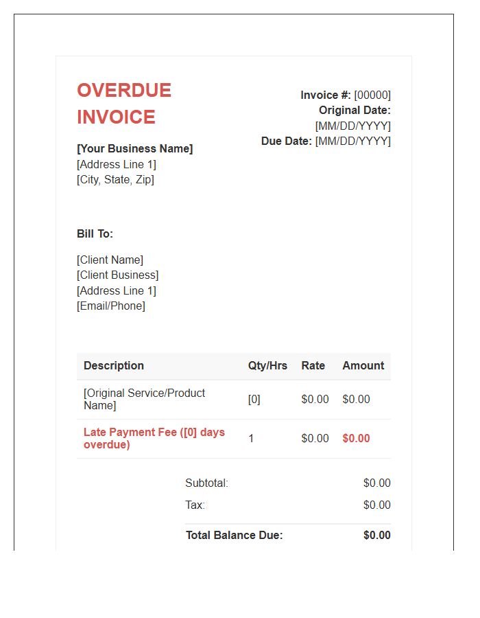 Late Payment Invoice Template For Small Business