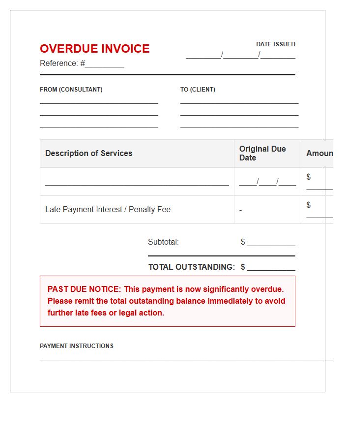 Overdue Consulting Fees Invoice Template