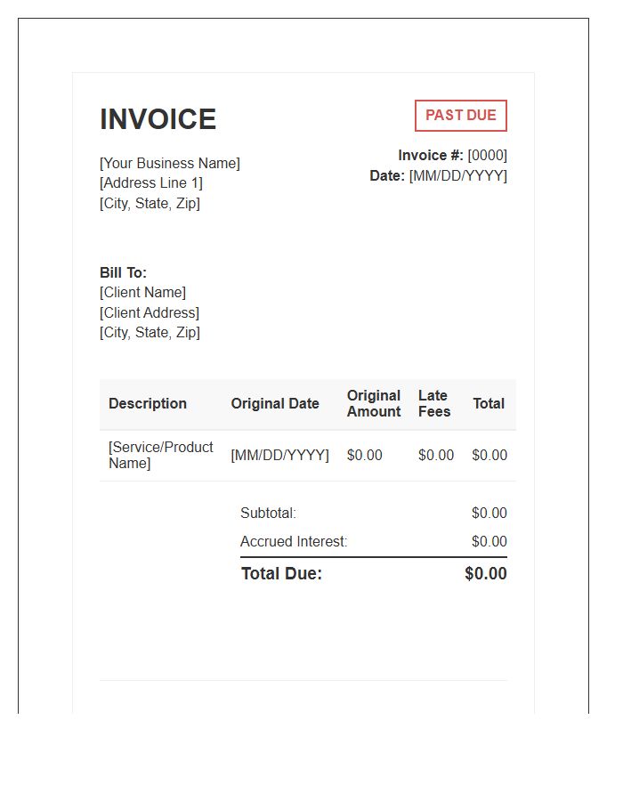 Small Business Delinquent Account Invoice Template