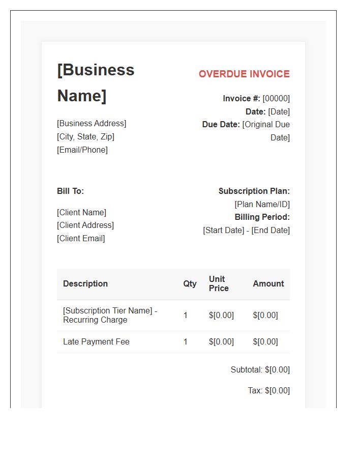 Small Business Overdue Subscription Invoice Template