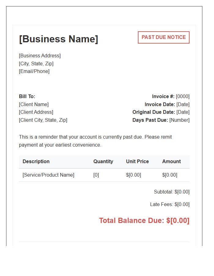 Small Business Past Due Invoice Template Notice