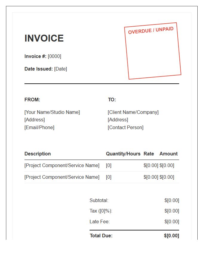 Creative Freelancer Unpaid Bill Invoice Template