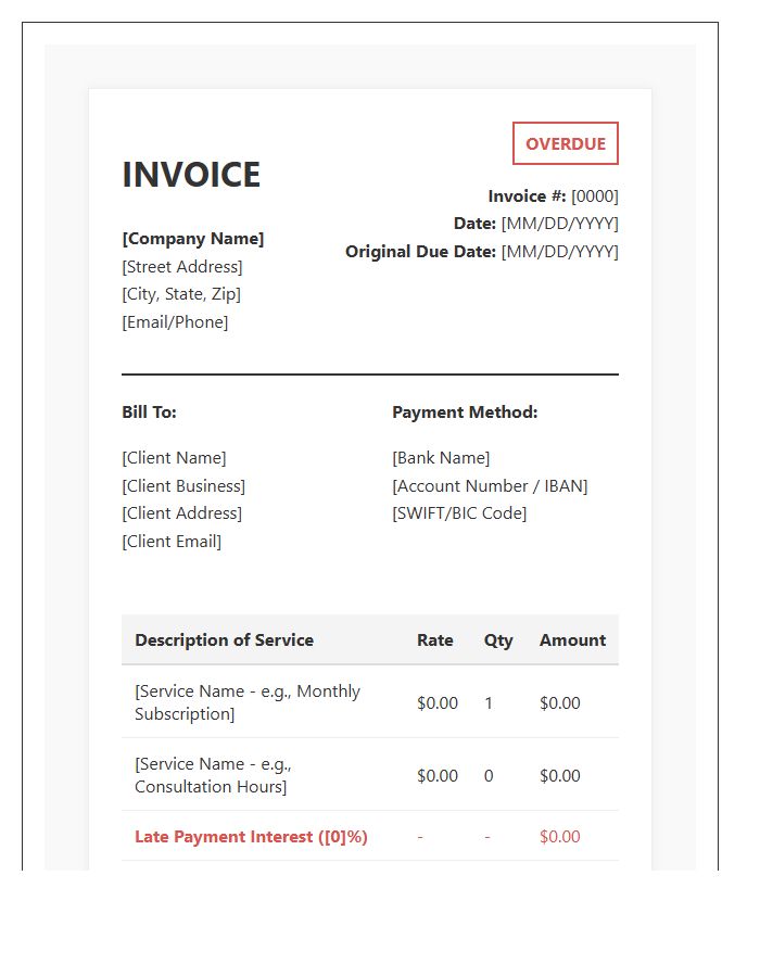 Digital Service Late Payment Invoice Template