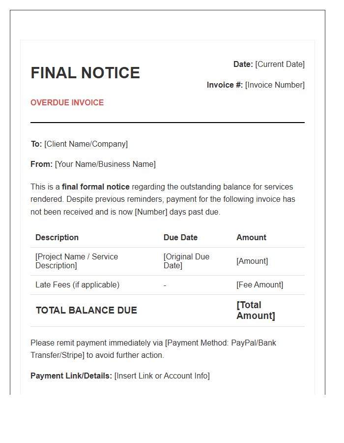 Final Notice Freelance Overdue Invoice Template