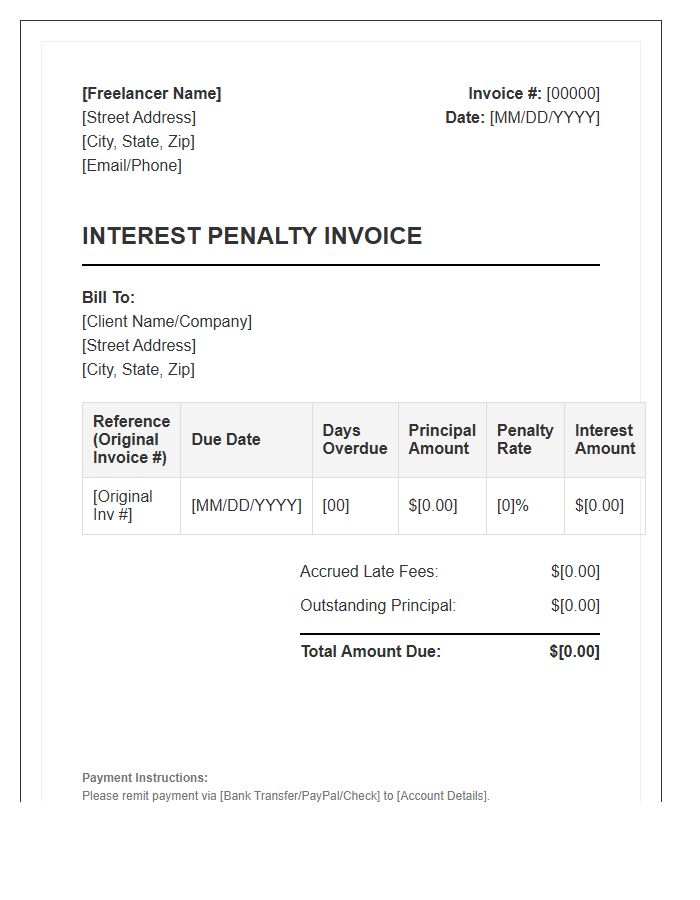Freelancer Interest Penalty Invoice Template