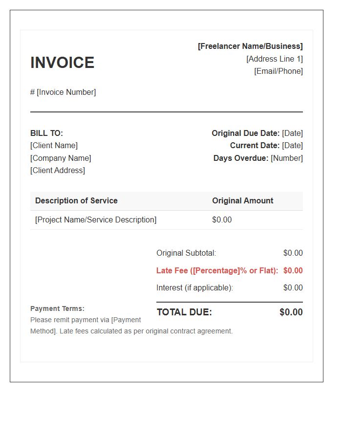 Freelancer Late Fee Calculation Invoice Template