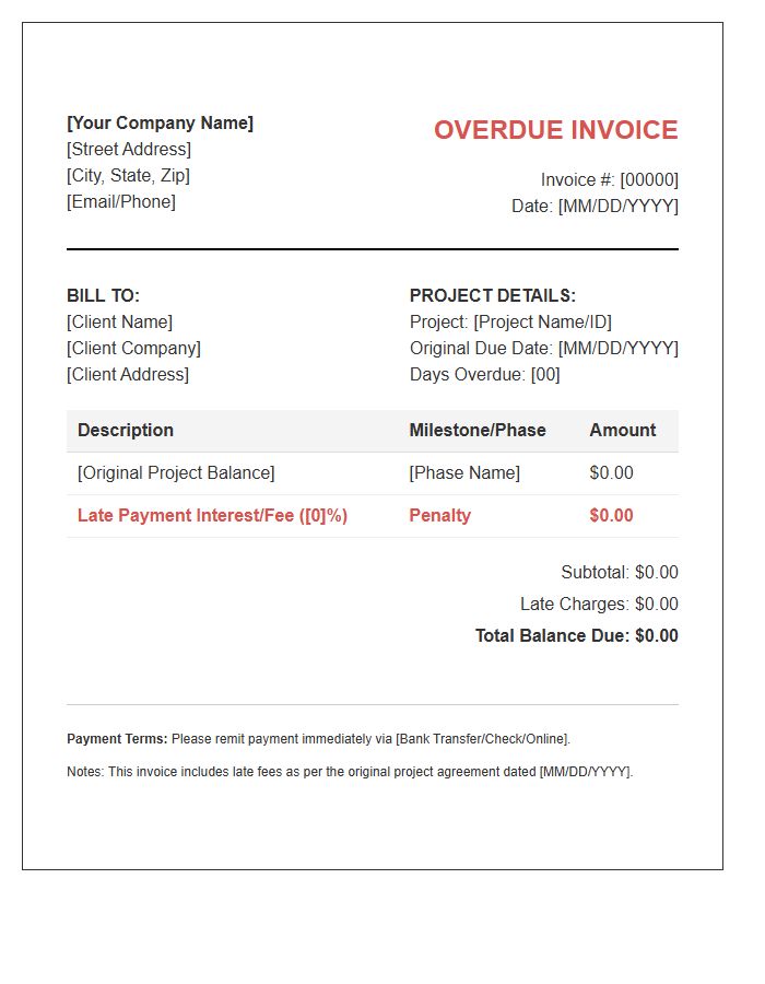 Project Based Late Payment Invoice Template