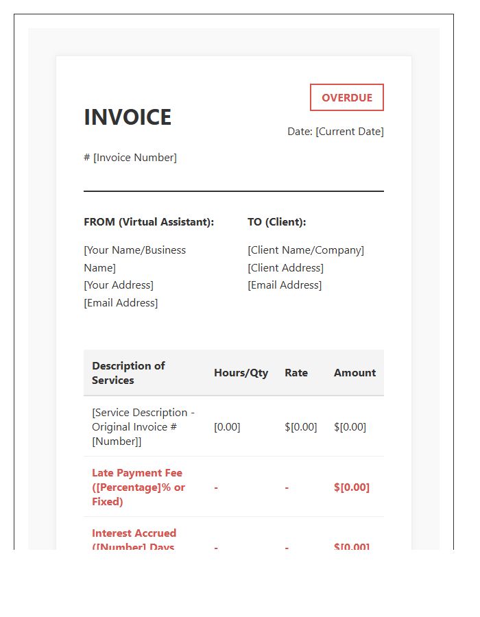 Virtual Assistant Late Payment Invoice Template