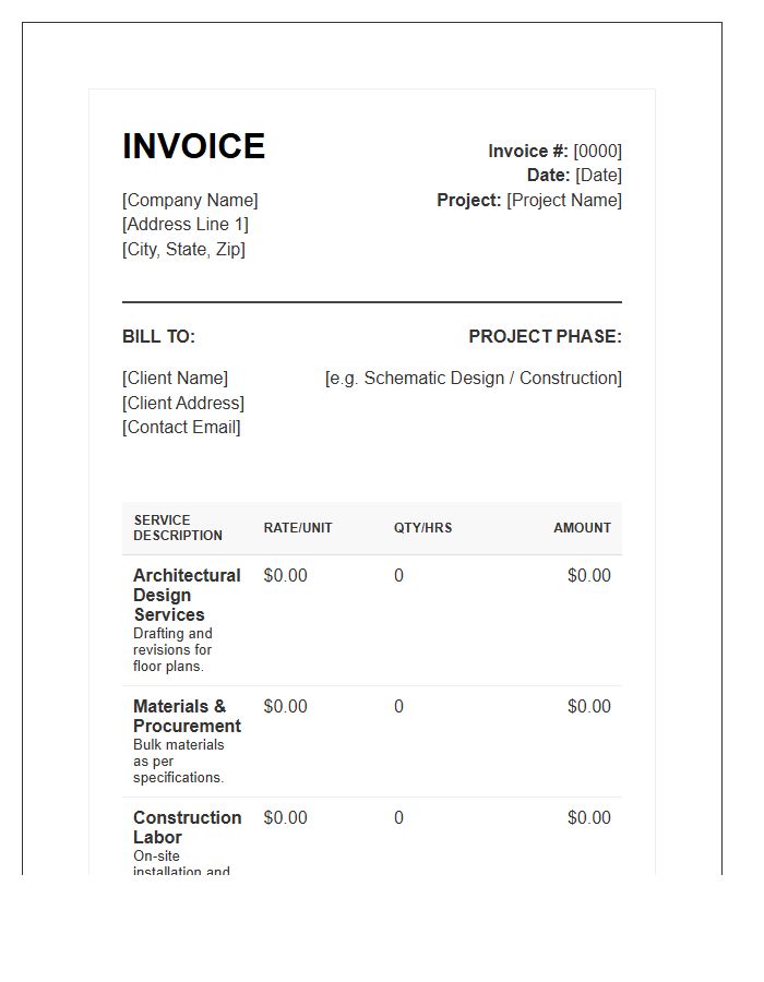 Design Build Service Invoice Template