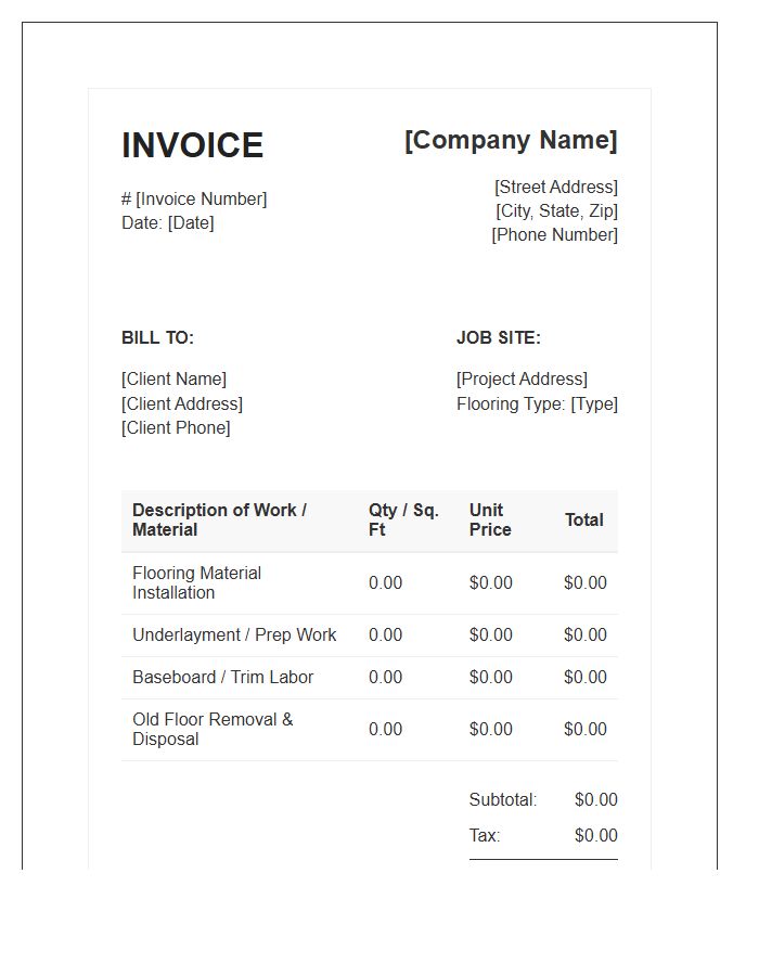Flooring Installation Service Invoice Template