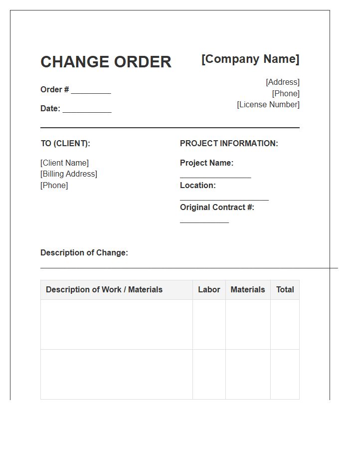 General Contractor Change Order Invoice Template
