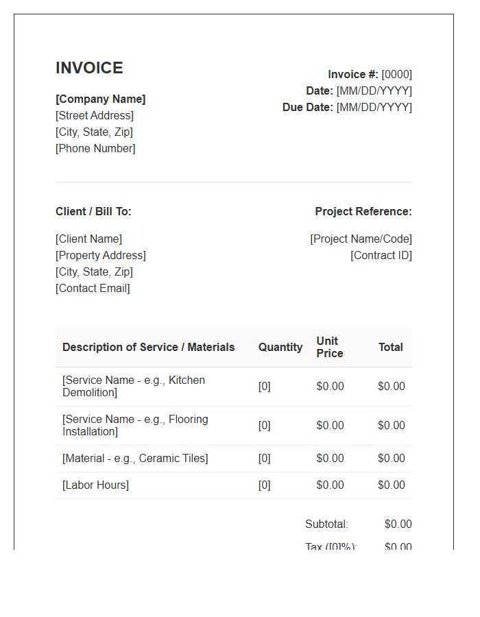 Home Renovation Service Invoice Template