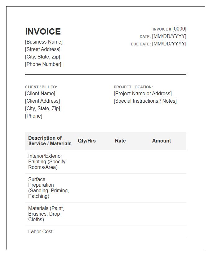 Painting Service Invoice Template