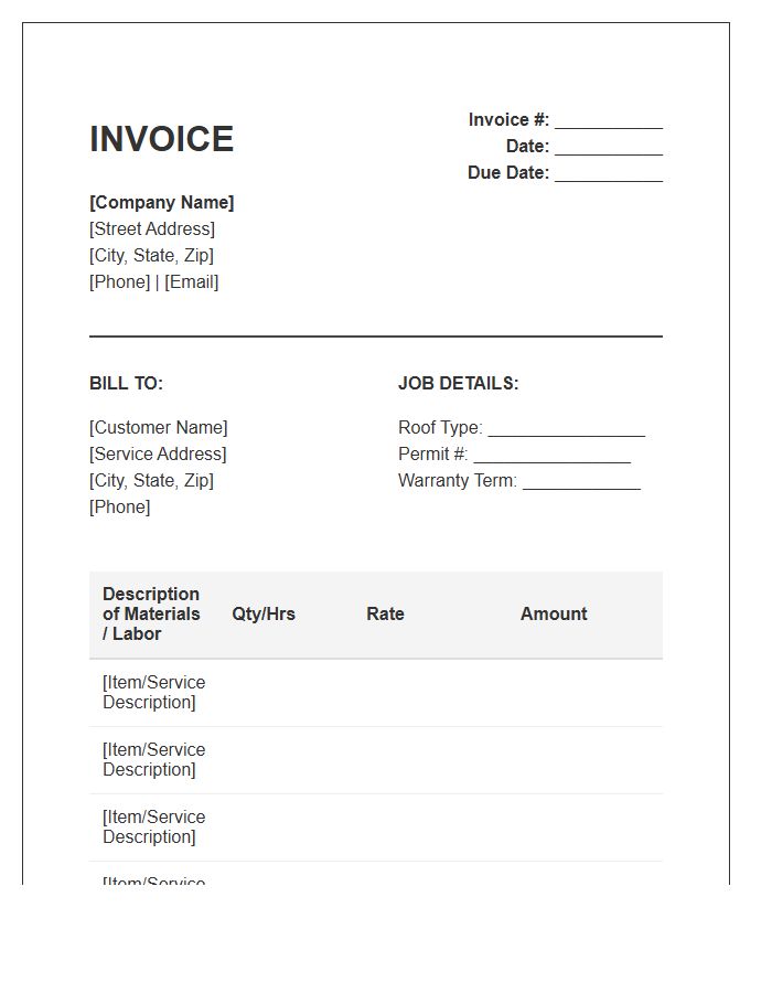 Residential Roofing Service Invoice Template