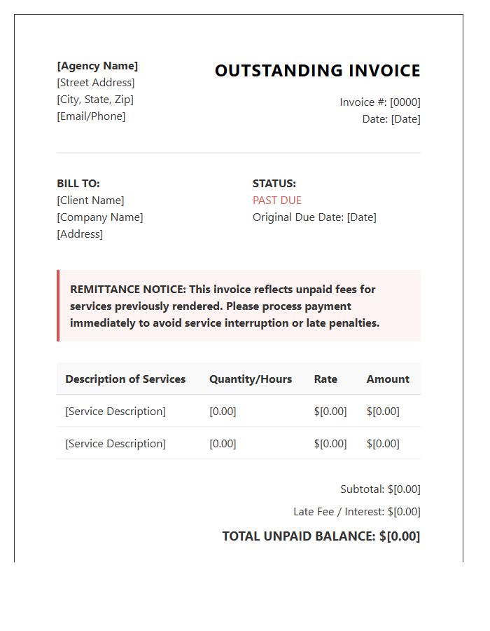 Agency Unpaid Fees Invoice Template