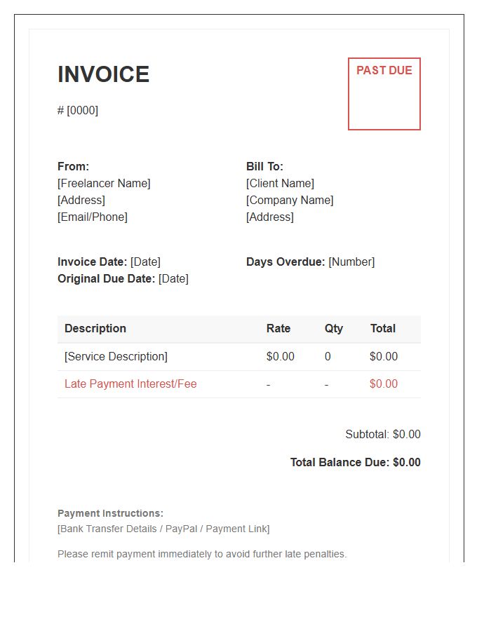 Freelance Past Due Invoice Template