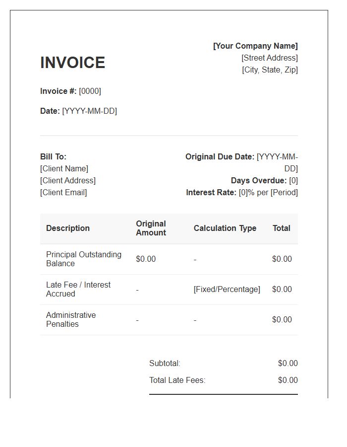 Late Fee Calculation Invoice Template