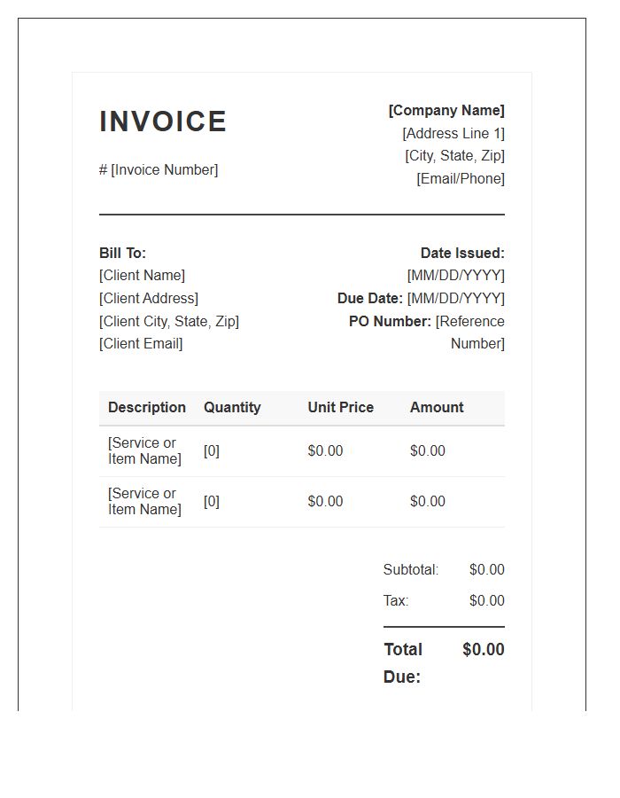 Official Payment Request Invoice Template
