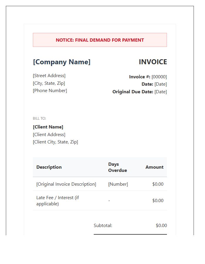 Professional Past Due Balance Invoice Template