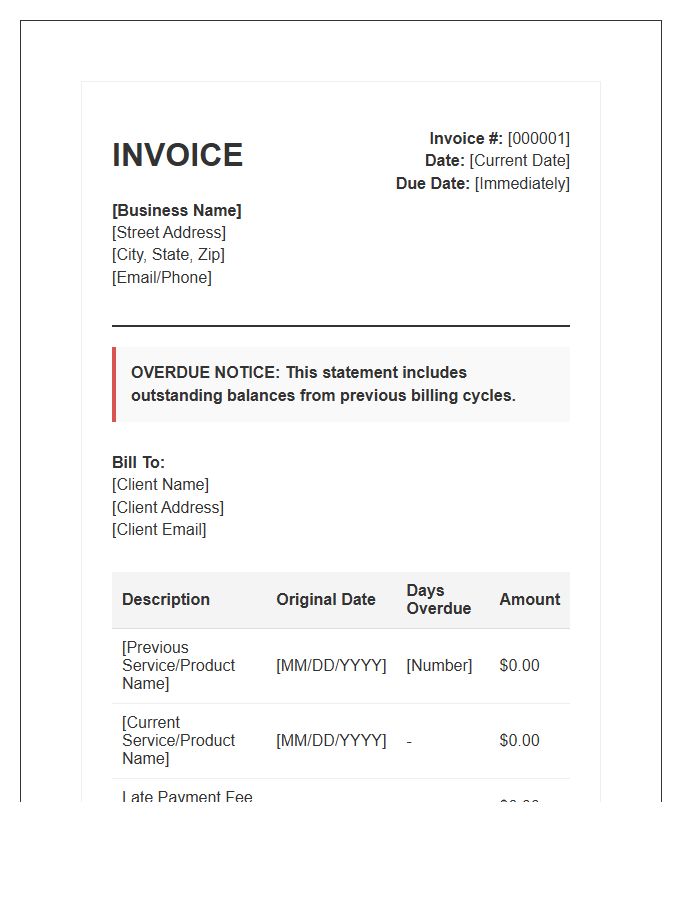Small Business Arrears Invoice Template