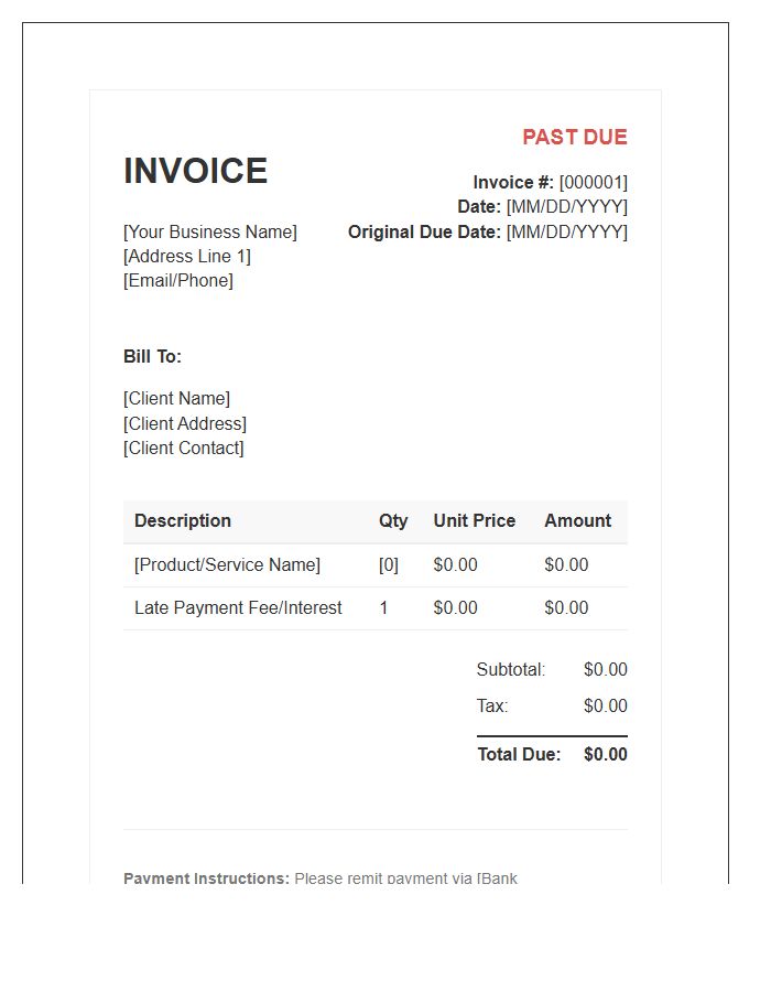 Business Overdue Payment Invoice Template