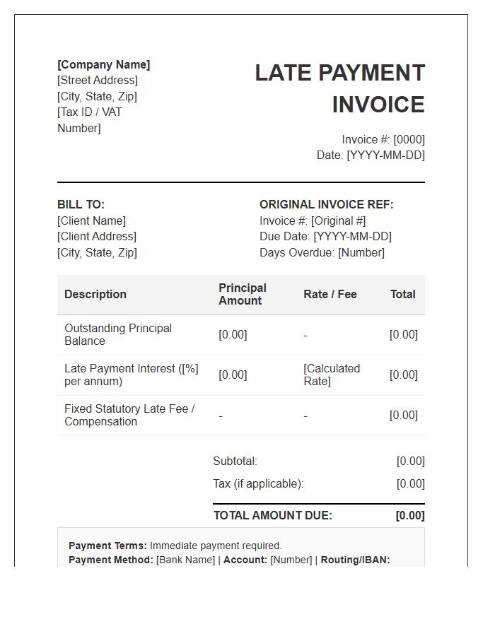 Commercial Late Payment Invoice Template