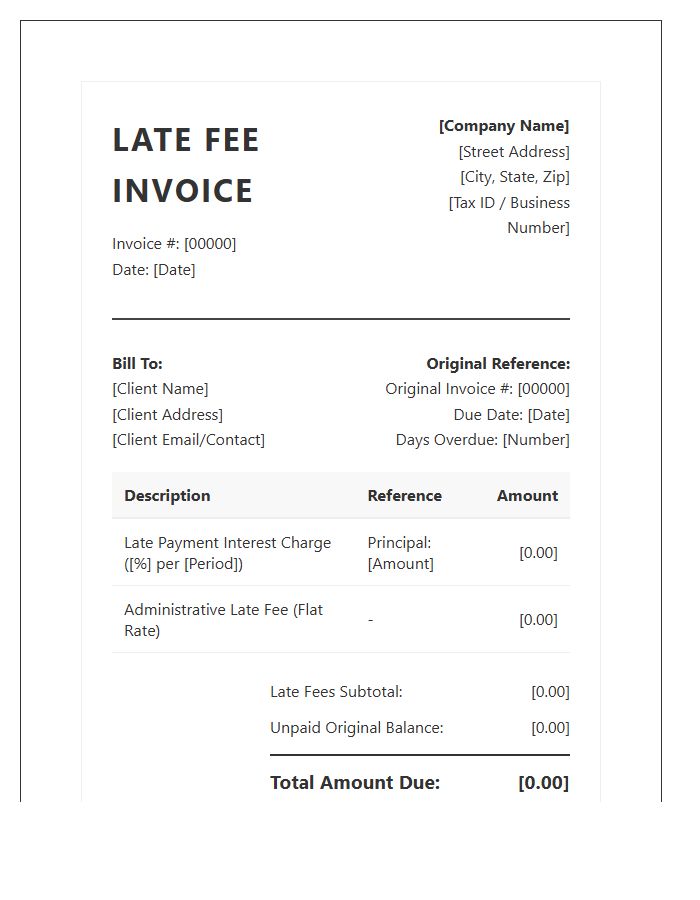 Corporate Late Fee Invoice Template