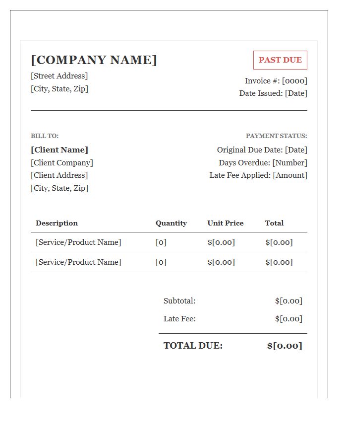 Executive Overdue Invoice Template