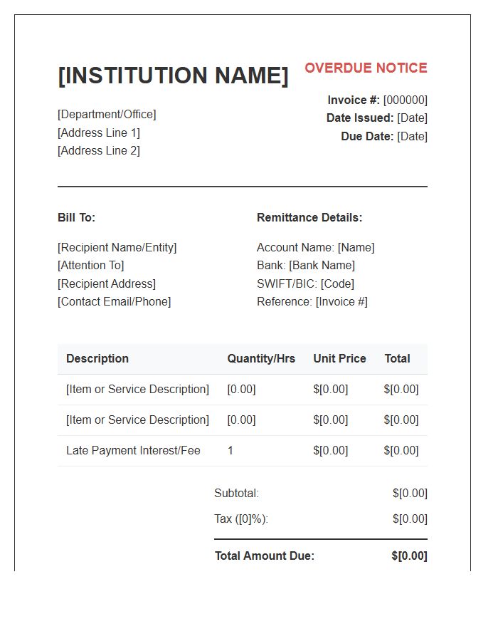 Institutional Overdue Invoice Template