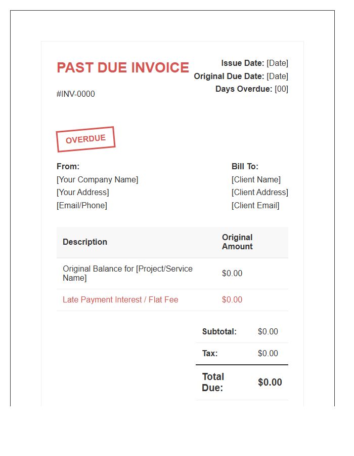 Professional Late Payment Invoice Template