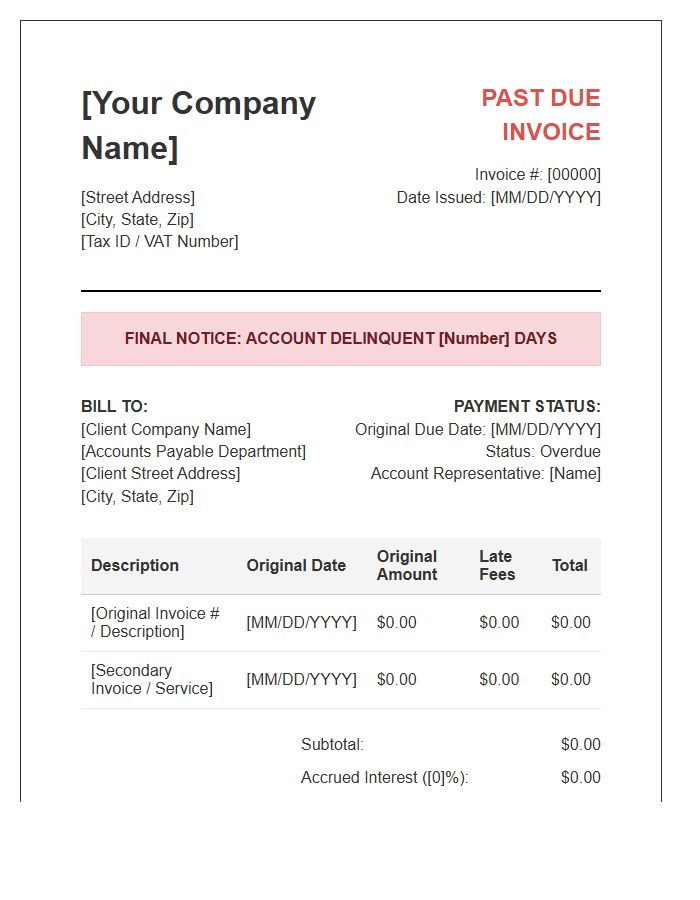 B2B Delinquent Account Invoice Template