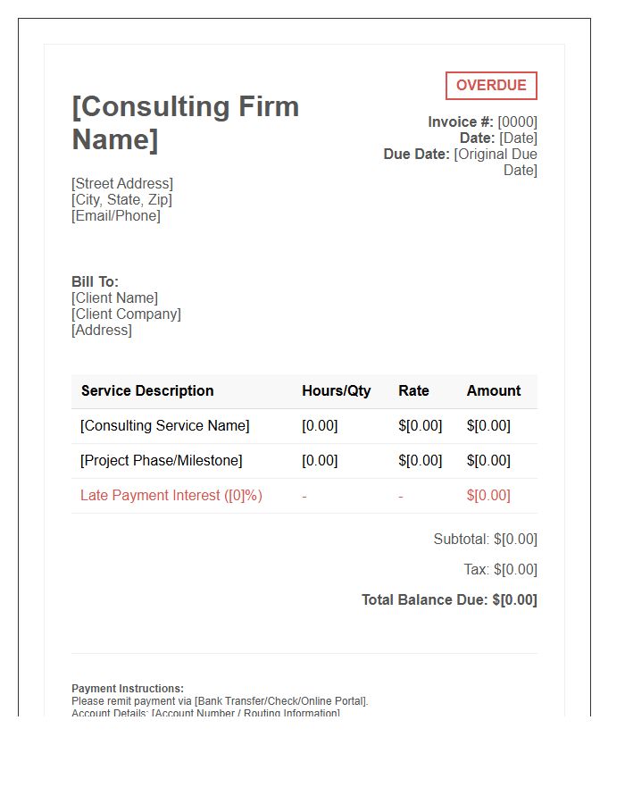Business Consulting Overdue Invoice Template
