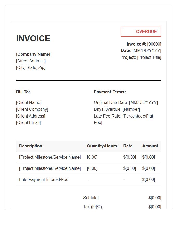 Commercial Project Overdue Invoice Template