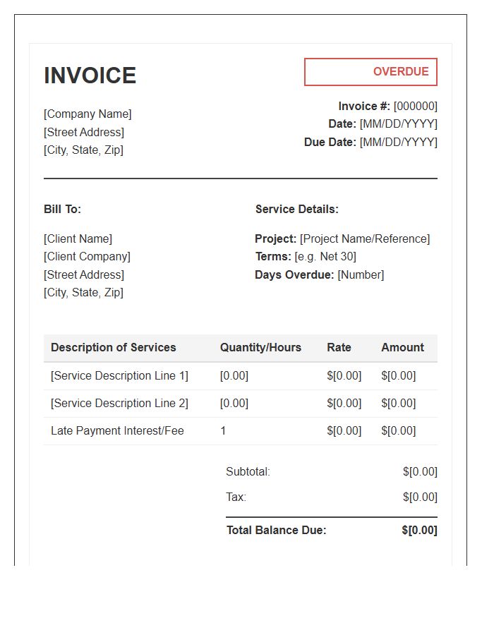 Commercial Service Overdue Invoice Template