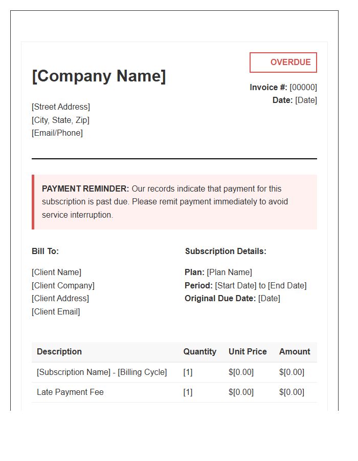 Commercial Subscription Overdue Invoice Template