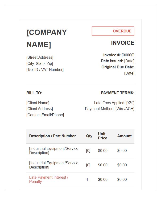 Industrial Overdue Payment Invoice Template