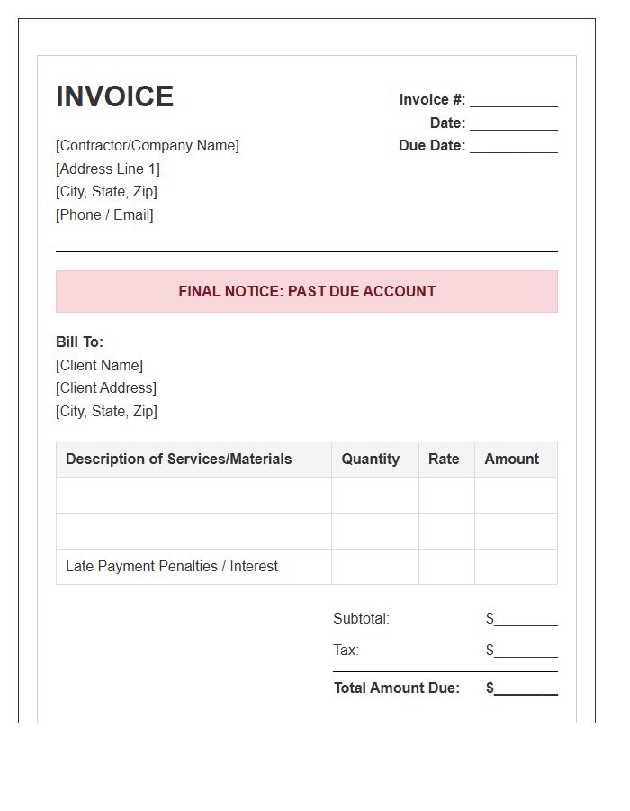 Contractor Final Notice Invoice Template