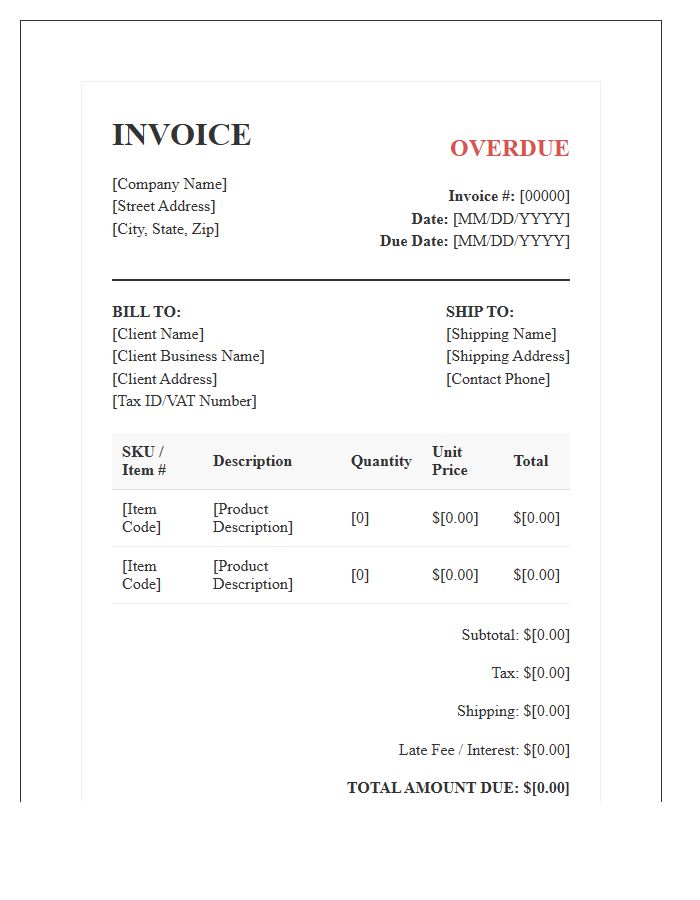 Formal Wholesale Overdue Invoice Template