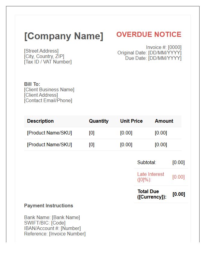 Global Wholesale Overdue Invoice Template