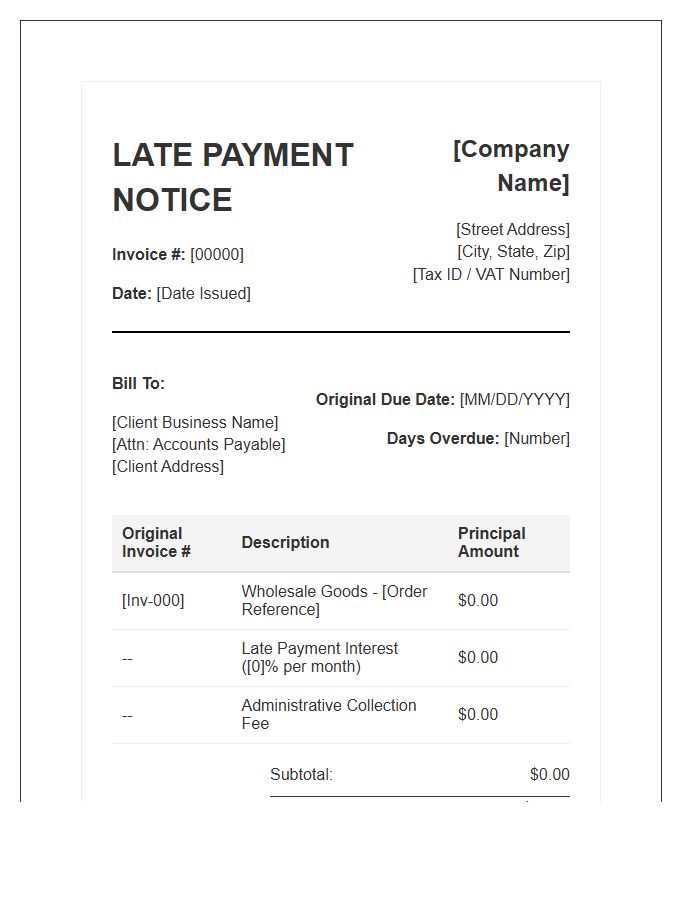Wholesale Trade Late Payment Invoice Template