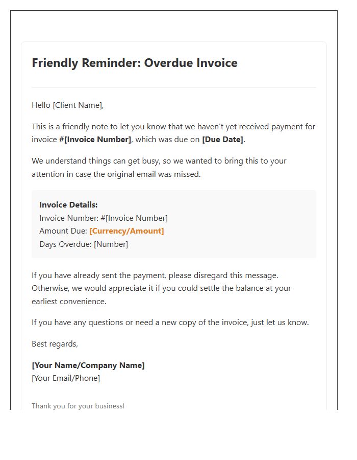 Basic Friendly Reminder Overdue Invoice Template