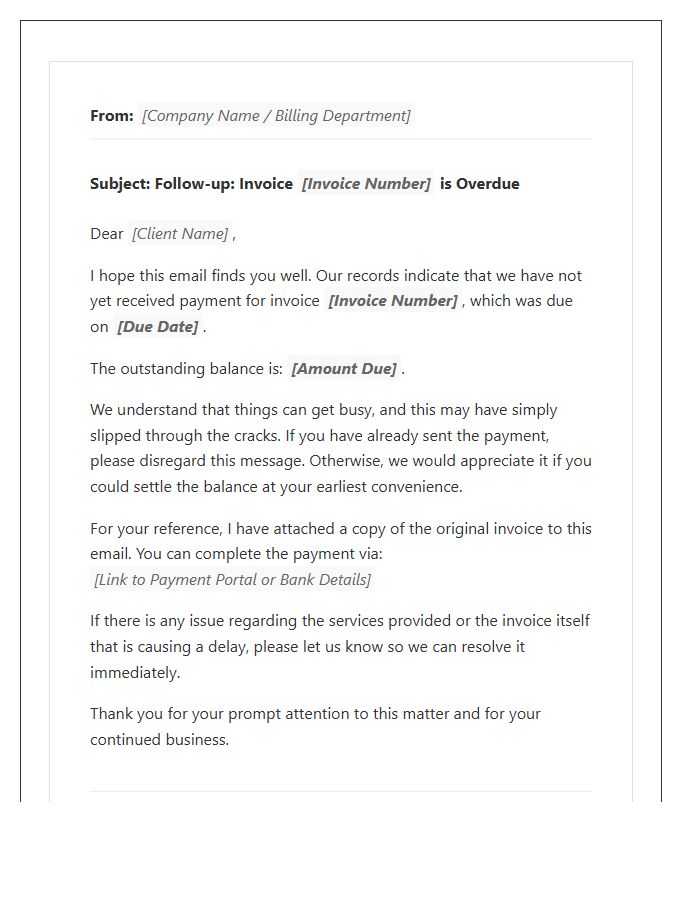 Client Relation Overdue Invoice Template Message