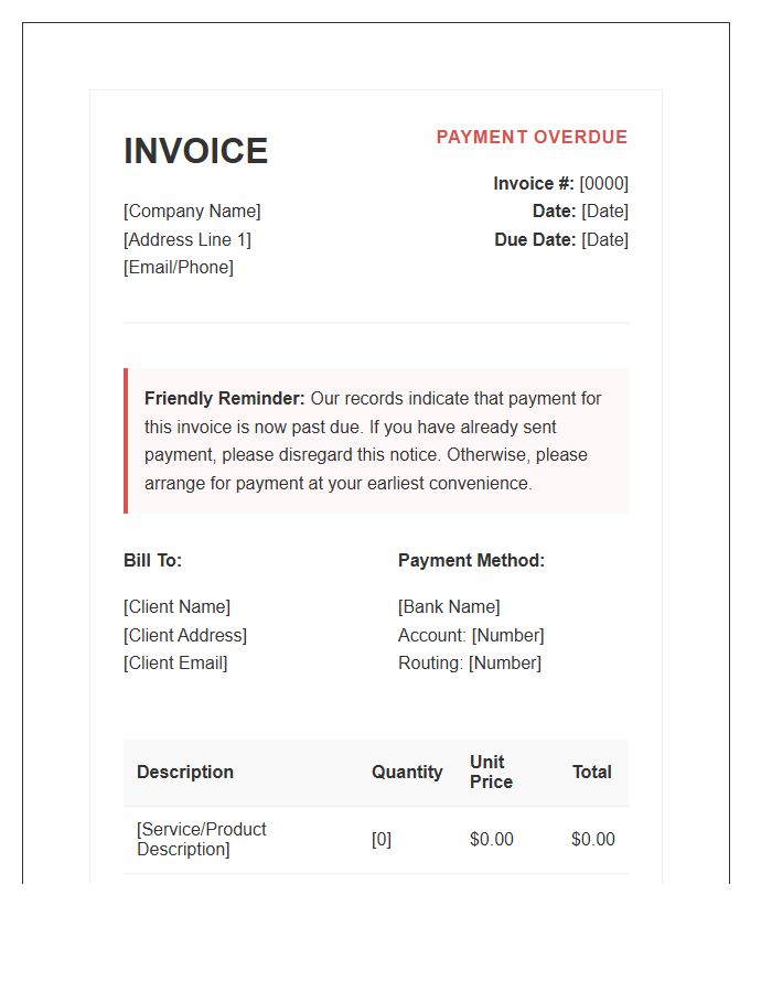 Commercial Friendly Overdue Invoice Template
